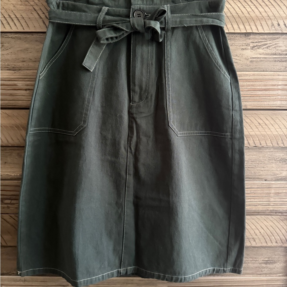 Bohme High-Waist Green Utility Skirt with Tie Belt